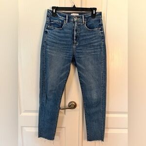 LOFT 6/28 The Skinny Blue Jeans Raw Hem